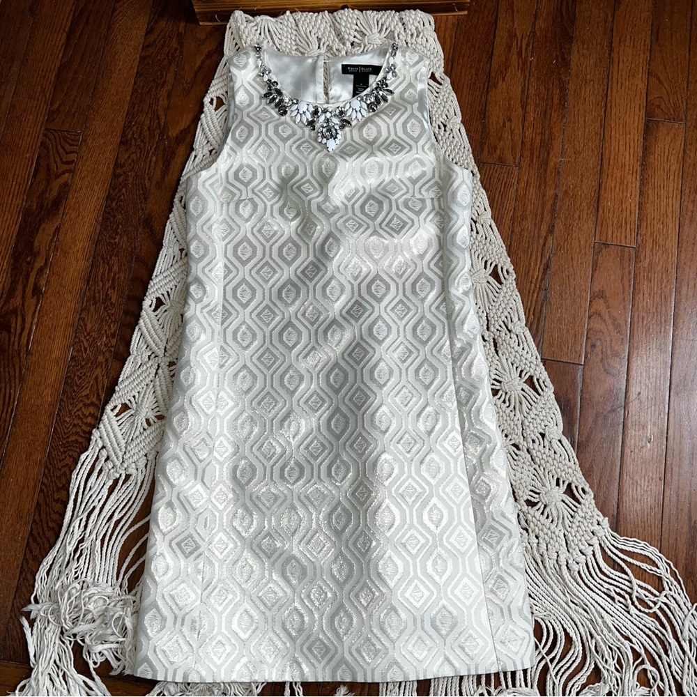 White House Black Market | Sparkling Sleeveless Shift Dress - Picture 2 of 7